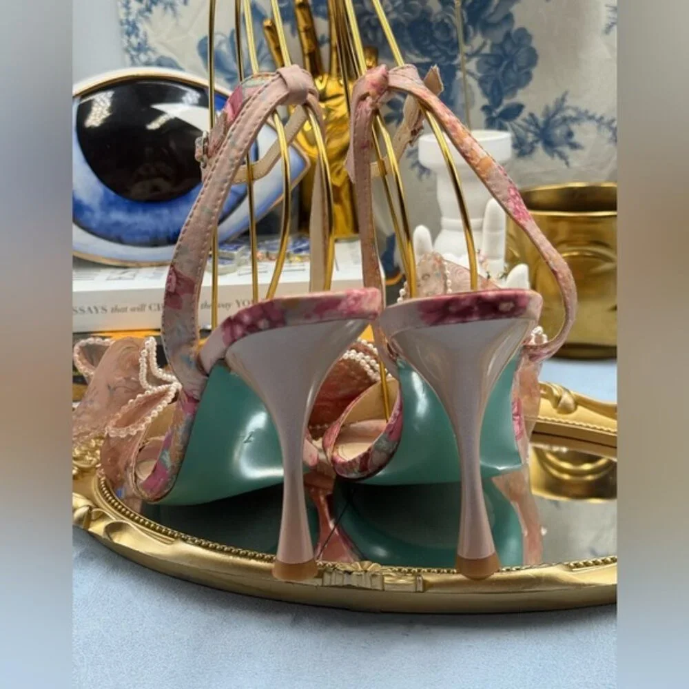 🆕 BETSEY JOHNSON 🧿 NWOB Fawn Slingback Sandal, Pink Floral - Sz US 7 - Picture 10 of 13